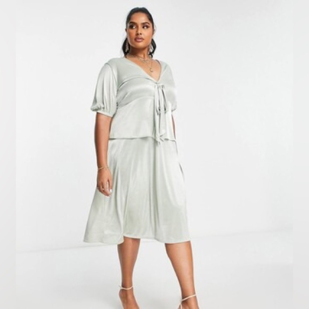 ASOS Curve Sage Green Midi Dress